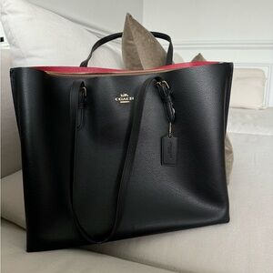Coach Black Leather Tote - like new, great work bag